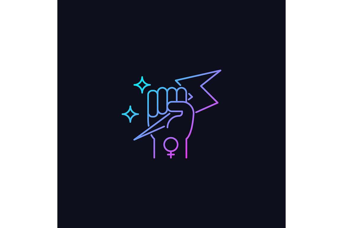 Feminism symbols gradient icons set for dark and light mode