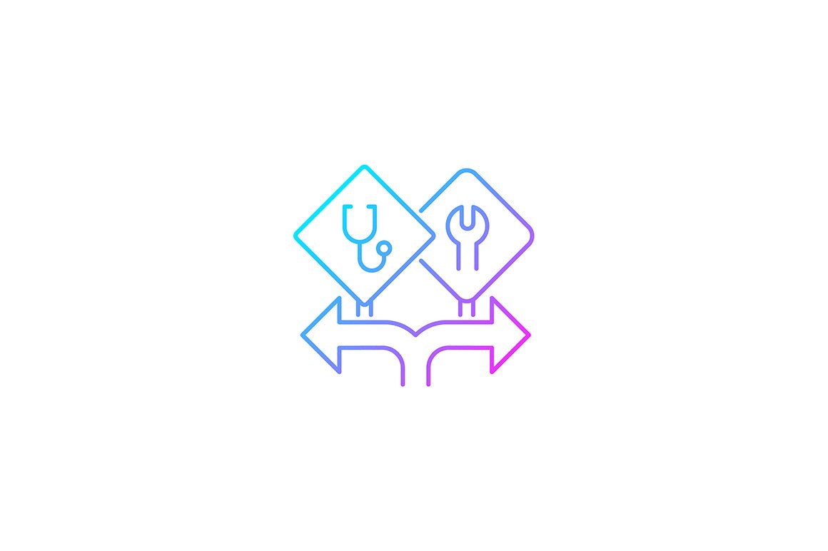Feminism symbols gradient icons set for dark and light mode