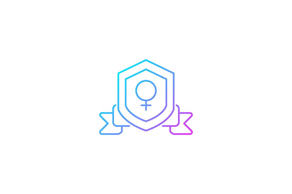 Feminism symbols gradient icons set for dark and light mode