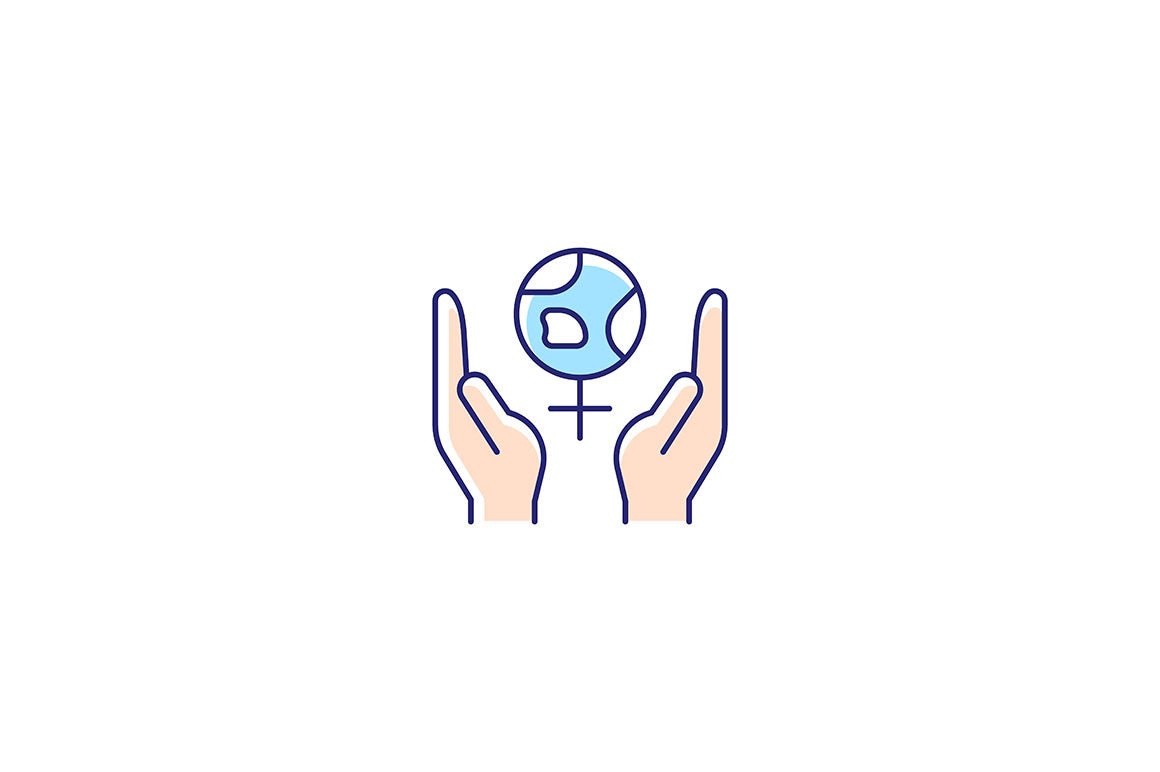 Feminism symbols light and dark theme RGB color icons set