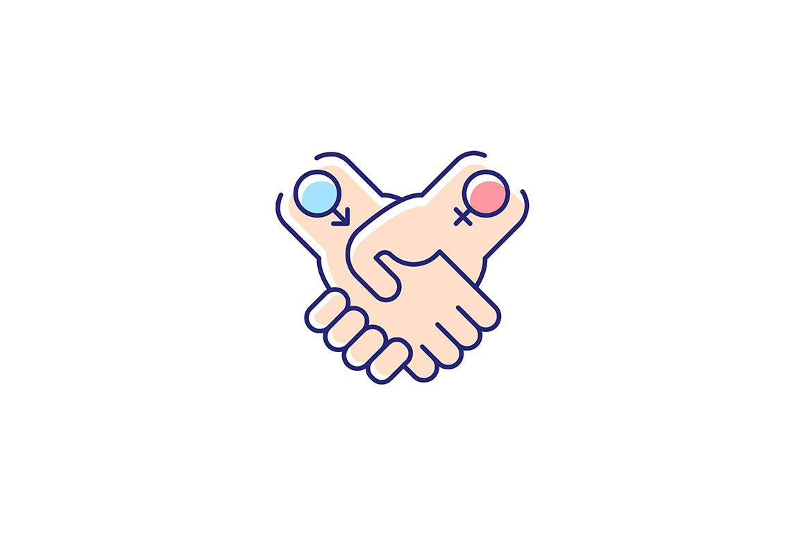 Feminism symbols light and dark theme RGB color icons set