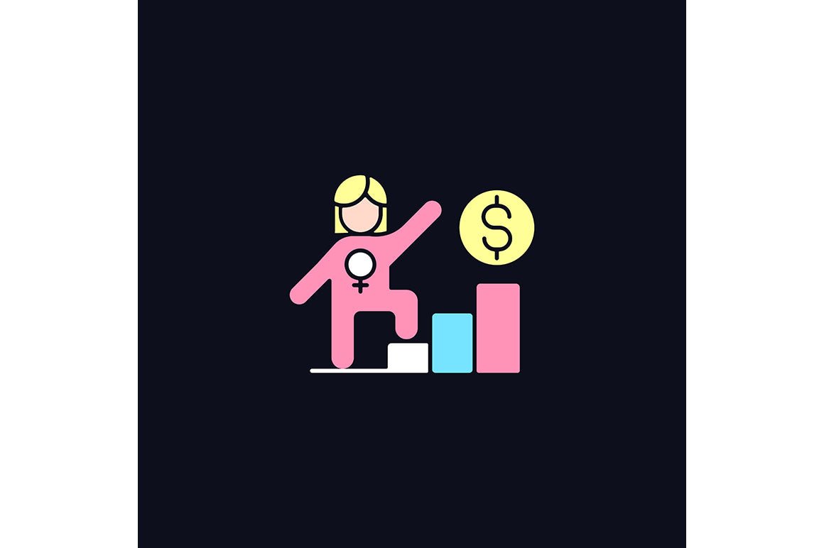 Feminism symbols light and dark theme RGB color icons set