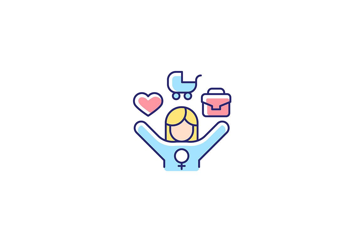Feminism symbols light and dark theme RGB color icons set