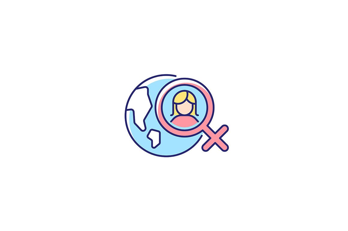 Feminism symbols light and dark theme RGB color icons set