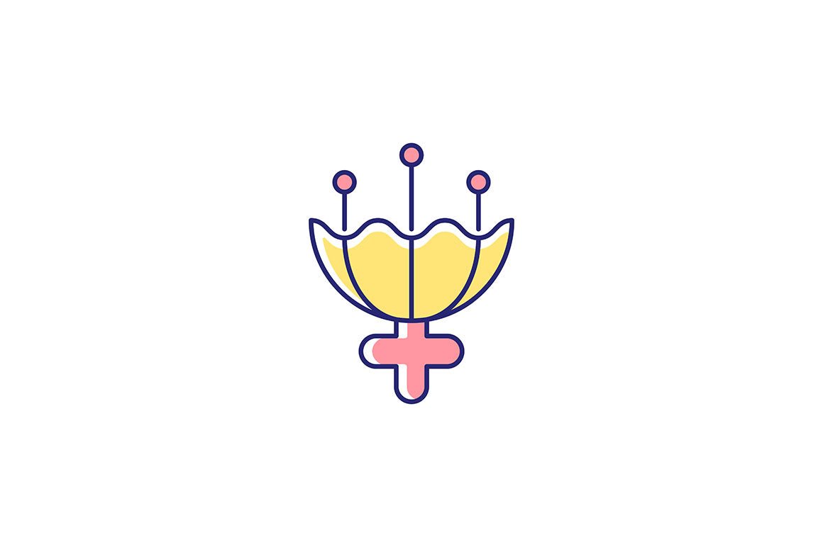 Feminism symbols light and dark theme RGB color icons set