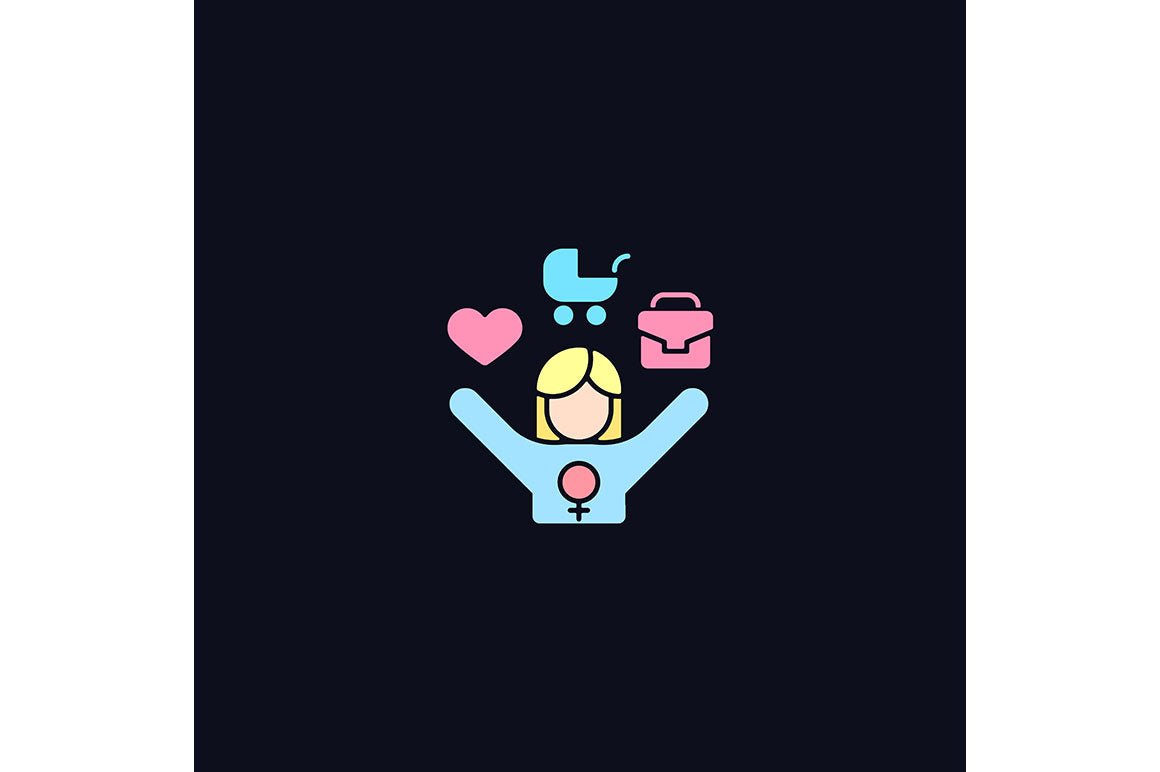 Feminism symbols light and dark theme RGB color icons set