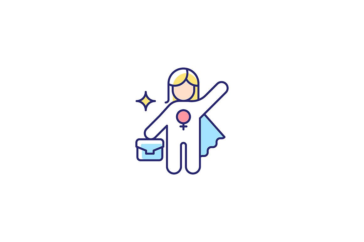 Feminism symbols light and dark theme RGB color icons set