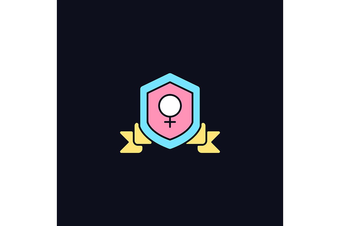 Feminism symbols light and dark theme RGB color icons set