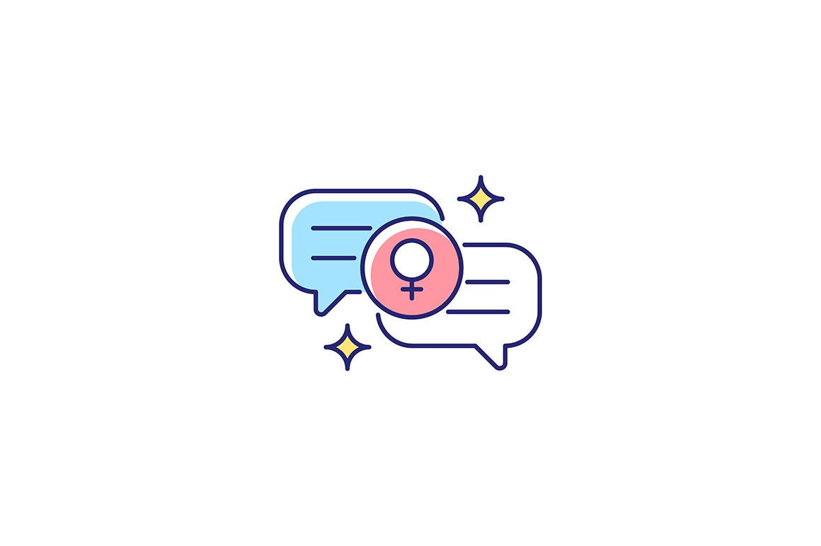 Feminism symbols light and dark theme RGB color icons set
