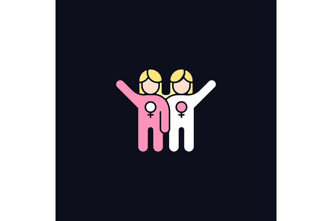 Feminism symbols light and dark theme RGB color icons set