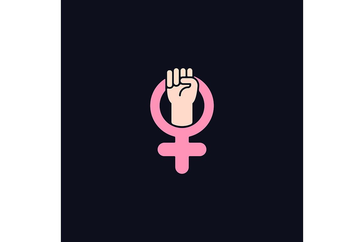 Feminism symbols light and dark theme RGB color icons set