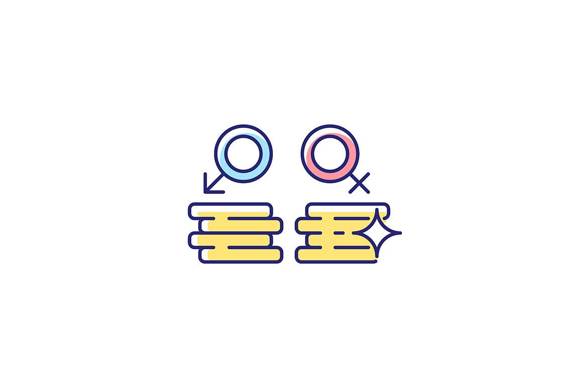 Feminism symbols light and dark theme RGB color icons set