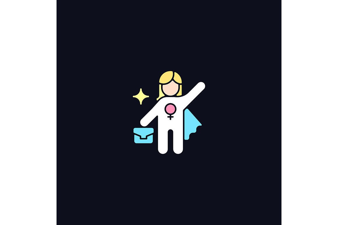 Feminism symbols light and dark theme RGB color icons set