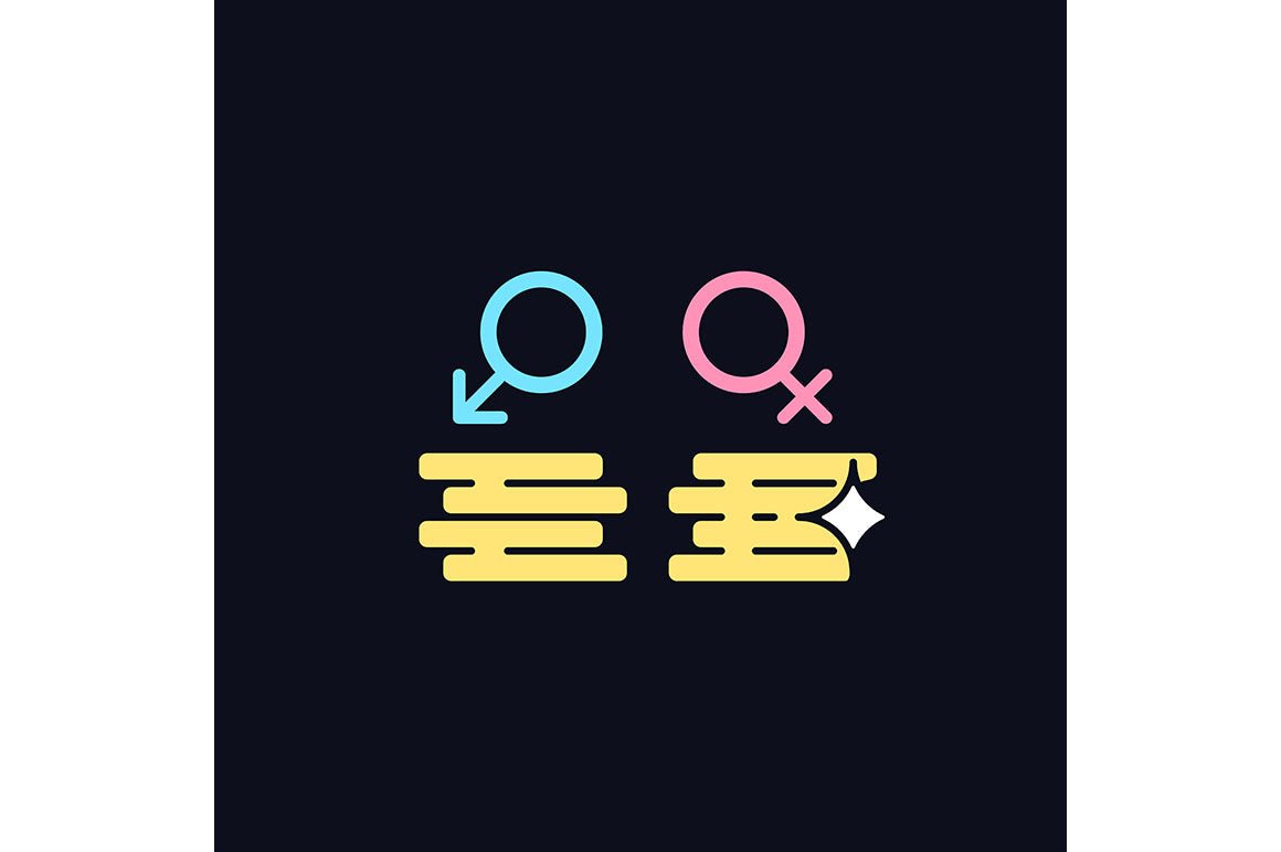 Feminism symbols light and dark theme RGB color icons set