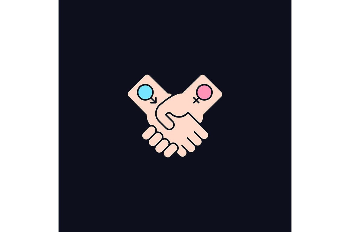 Feminism symbols light and dark theme RGB color icons set