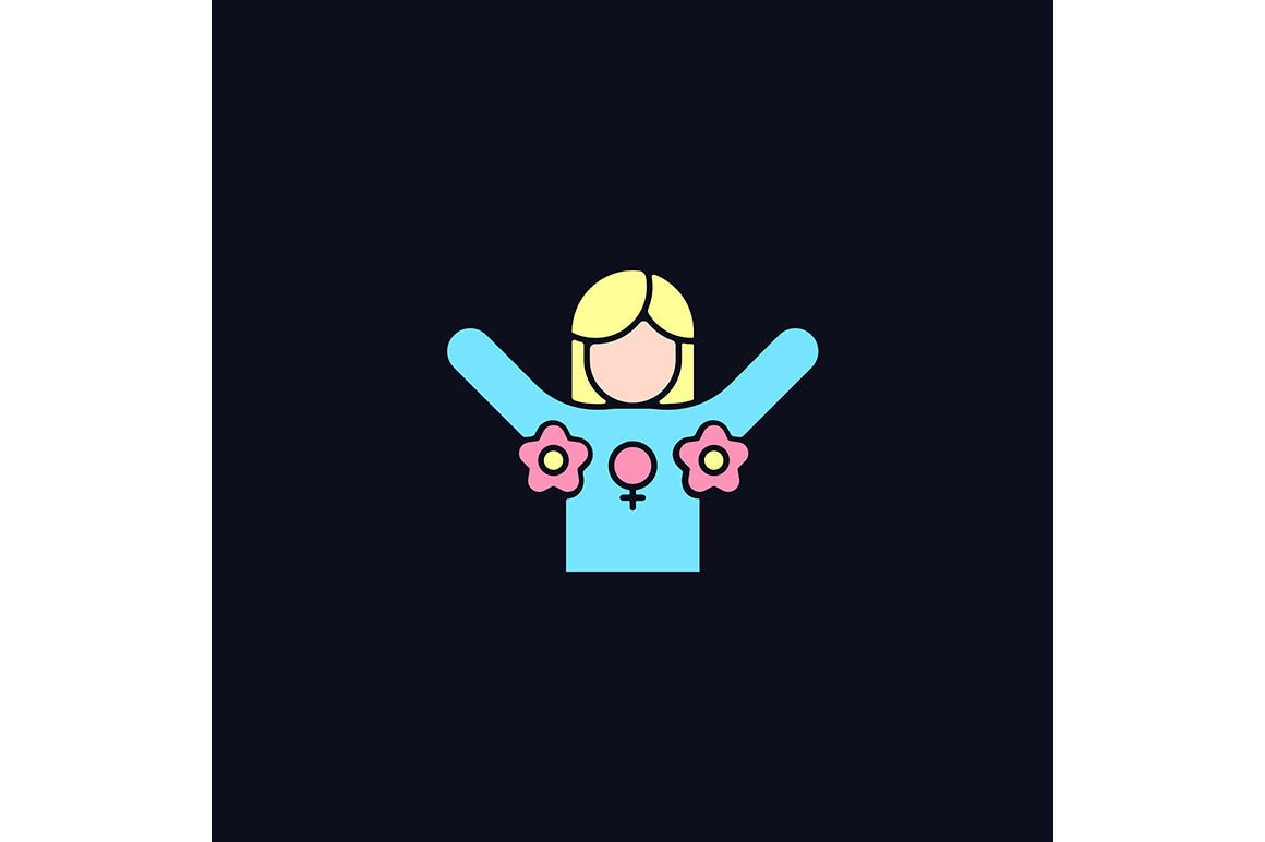 Feminism symbols light and dark theme RGB color icons set