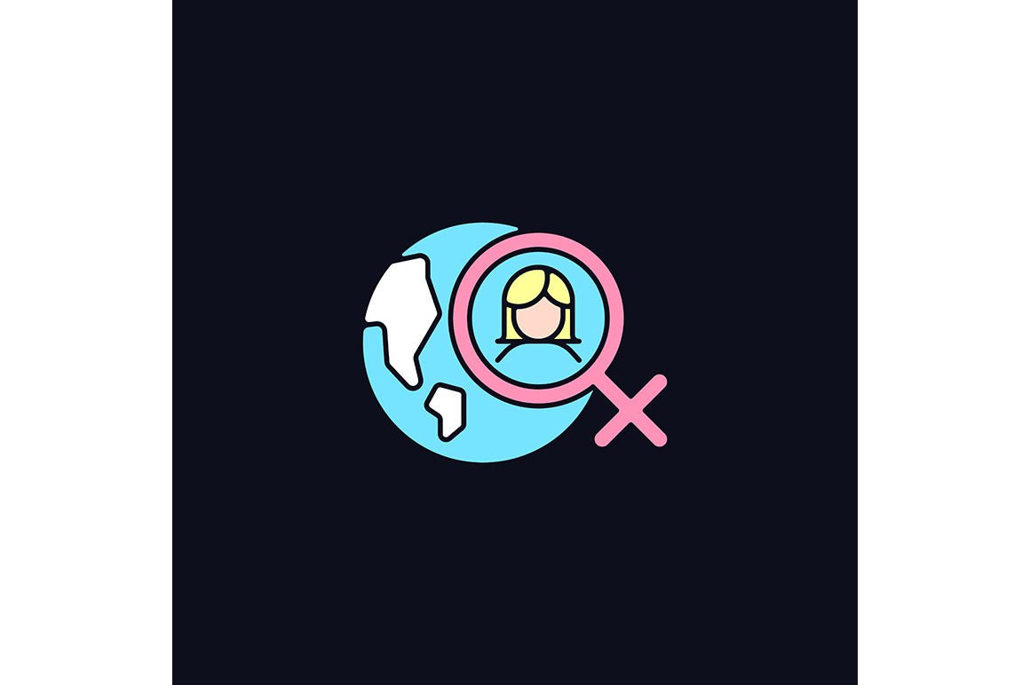 Feminism symbols light and dark theme RGB color icons set