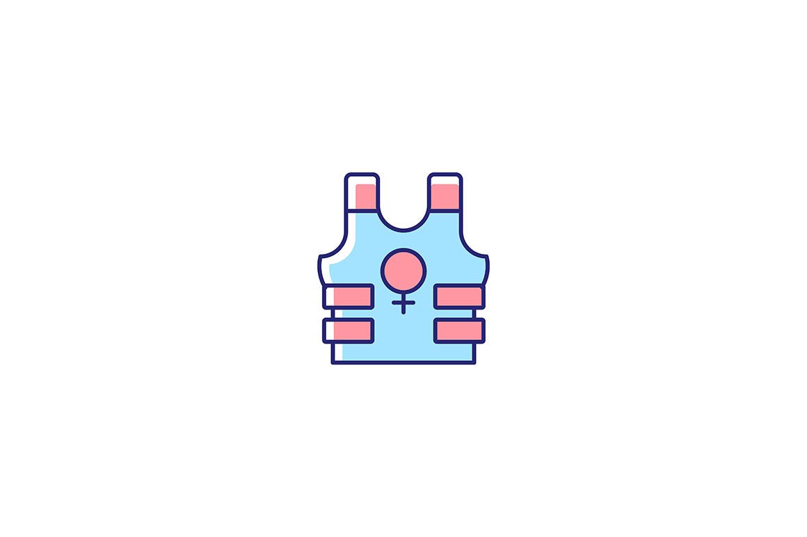 Feminism symbols light and dark theme RGB color icons set