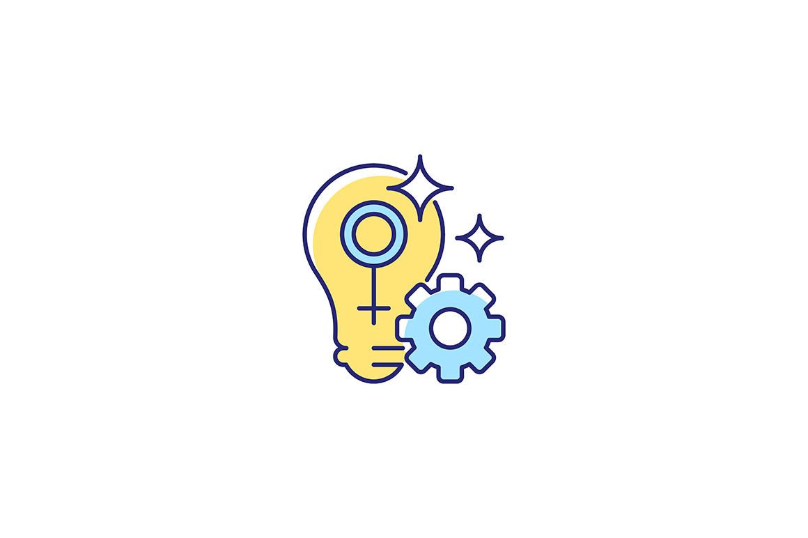 Feminism symbols light and dark theme RGB color icons set
