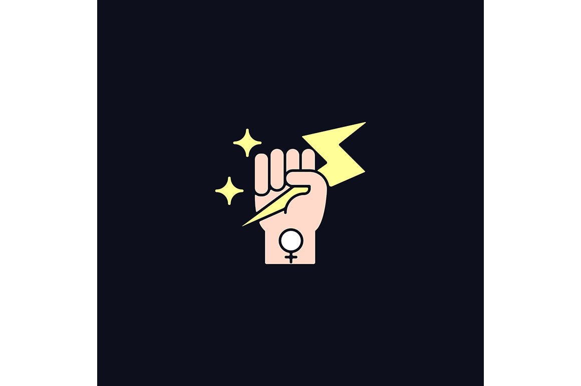 Feminism symbols light and dark theme RGB color icons set