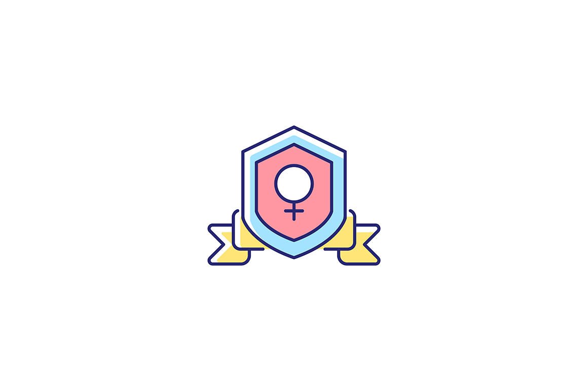 Feminism symbols light and dark theme RGB color icons set