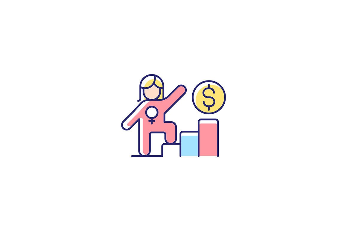 Feminism symbols light and dark theme RGB color icons set