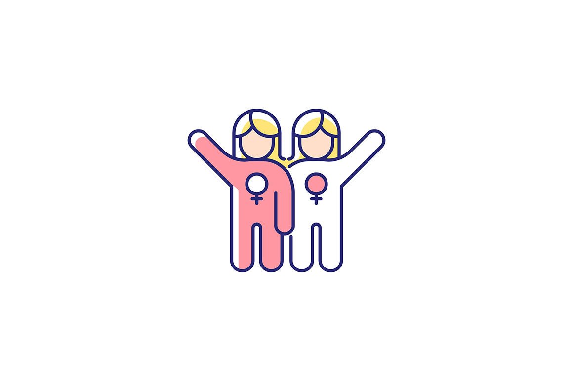 Feminism symbols light and dark theme RGB color icons set