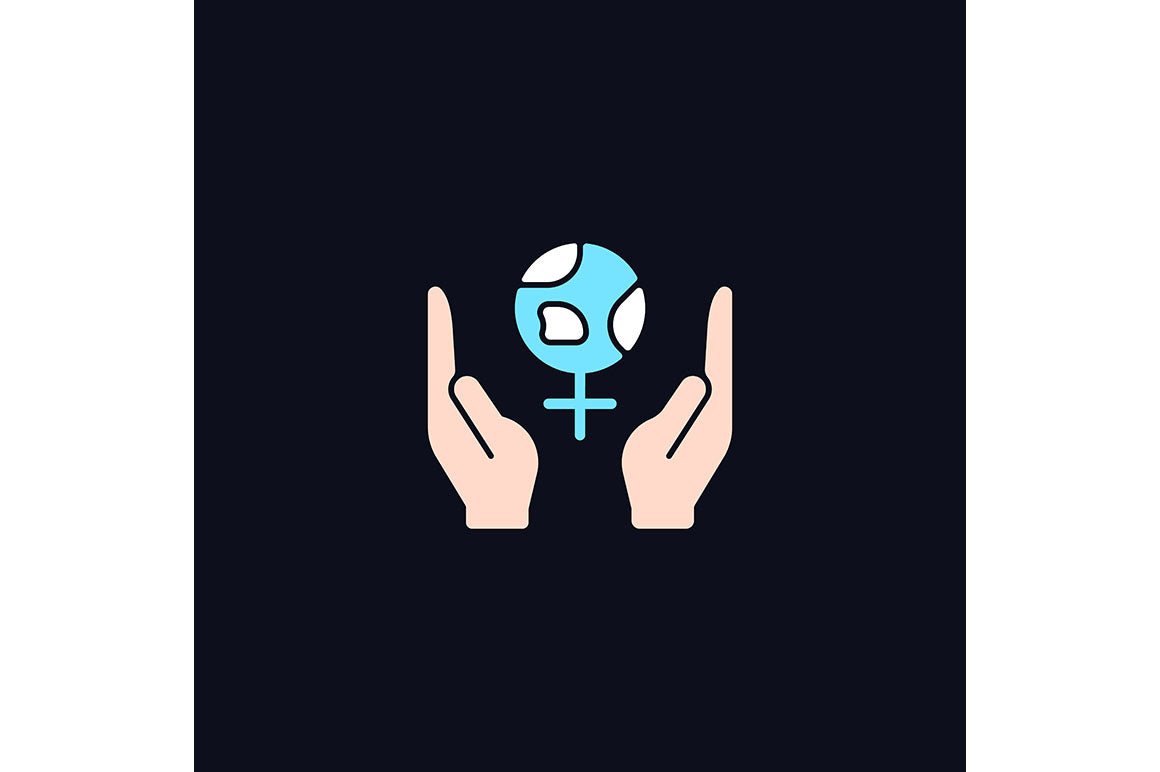 Feminism symbols light and dark theme RGB color icons set