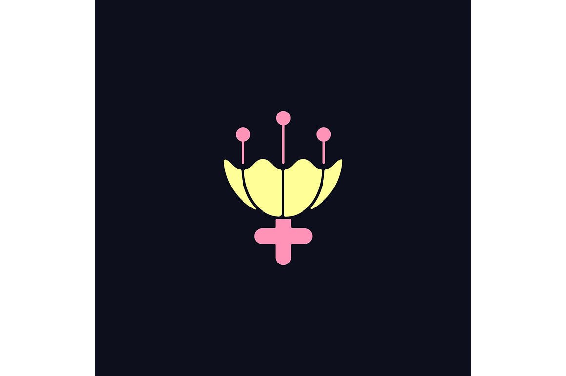 Feminism symbols light and dark theme RGB color icons set
