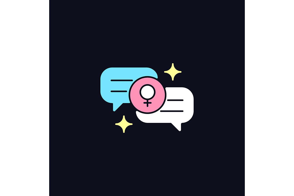 Feminism symbols light and dark theme RGB color icons set