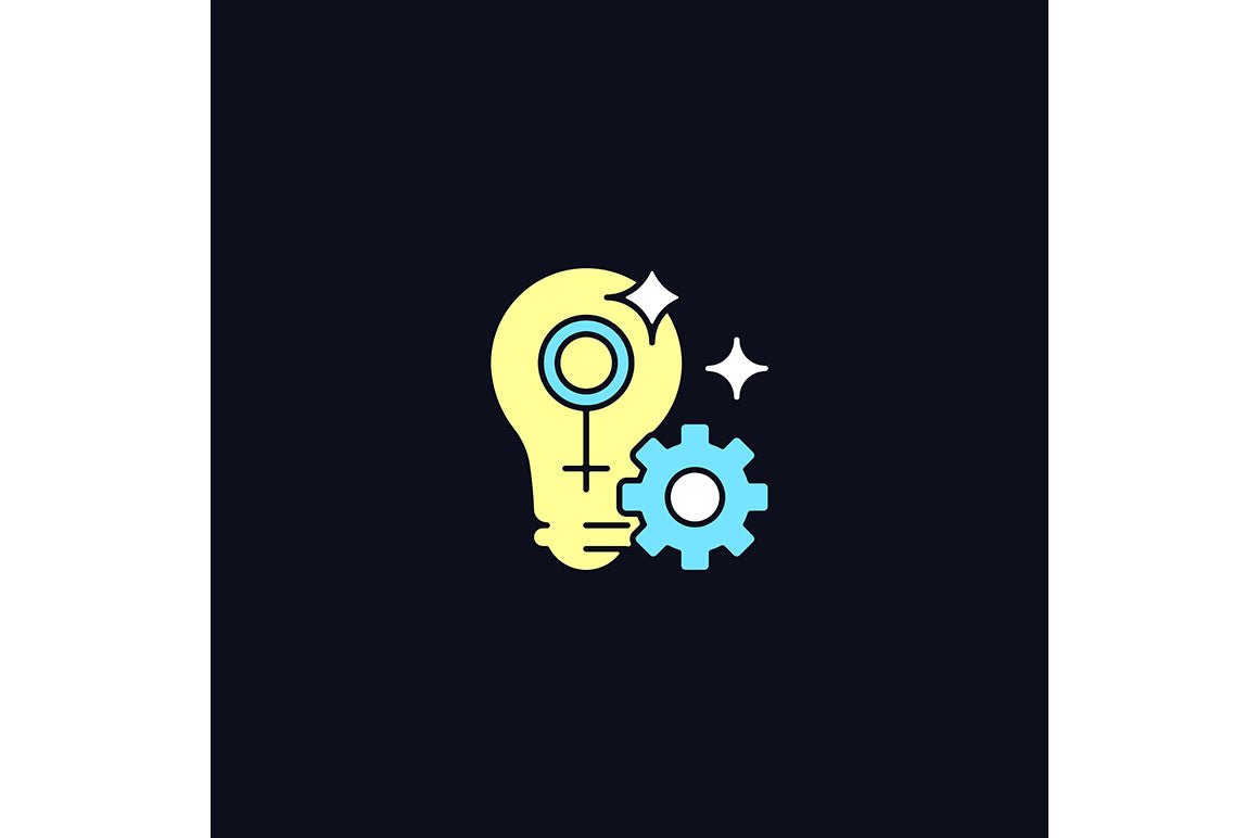 Feminism symbols light and dark theme RGB color icons set