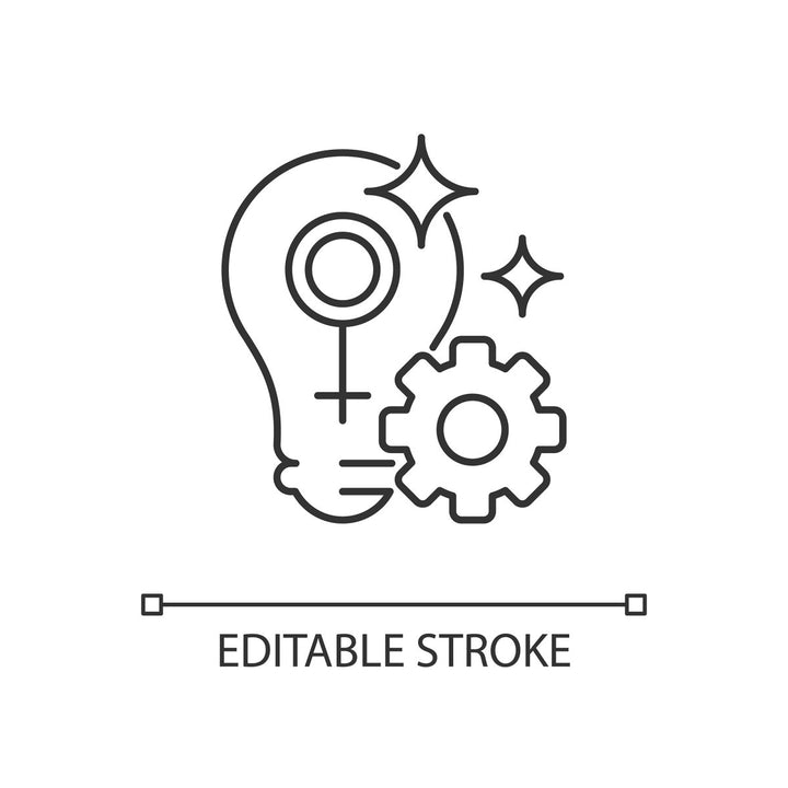 Feminism symbols linear icons set for dark and light mode