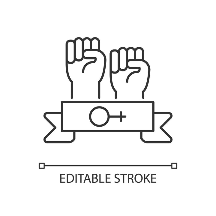 Feminism symbols linear icons set for dark and light mode