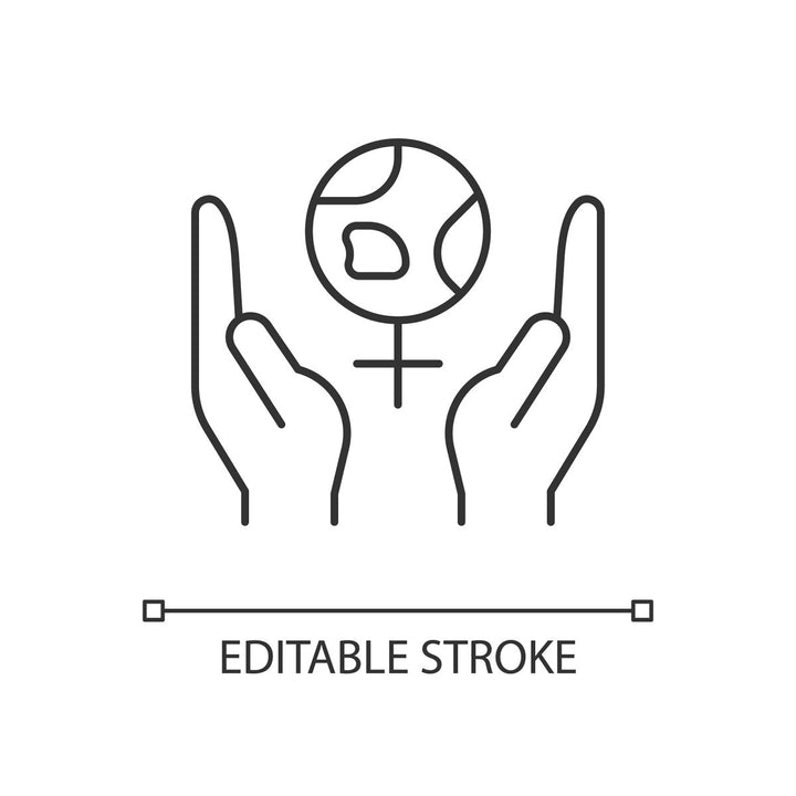 Feminism symbols linear icons set for dark and light mode
