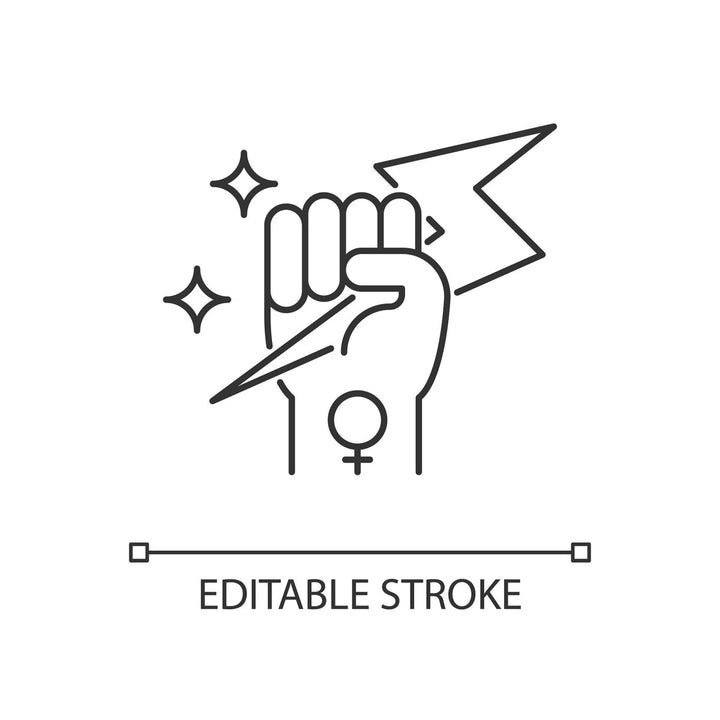 Feminism symbols linear icons set for dark and light mode