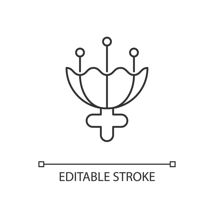 Feminism symbols linear icons set for dark and light mode