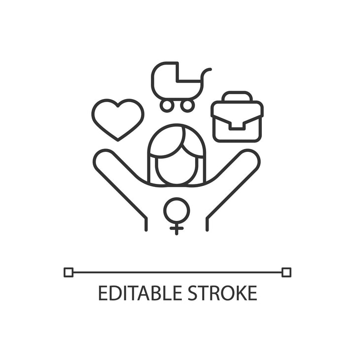 Feminism symbols linear icons set for dark and light mode