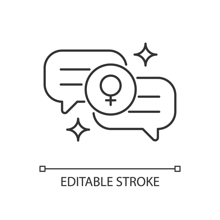 Feminism symbols linear icons set for dark and light mode