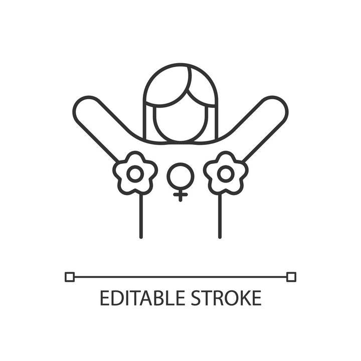 Feminism symbols linear icons set for dark and light mode
