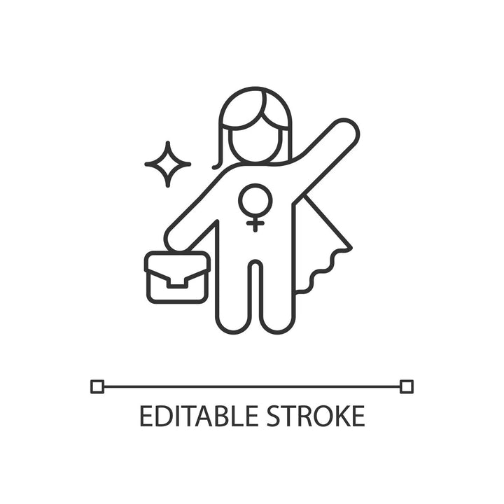 Feminism symbols linear icons set for dark and light mode
