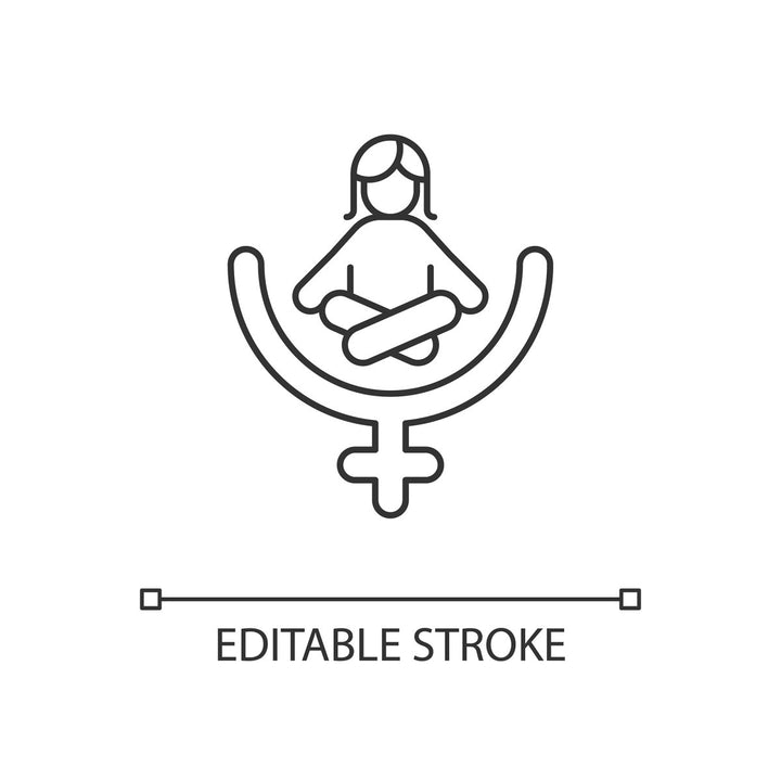 Feminism symbols linear icons set for dark and light mode