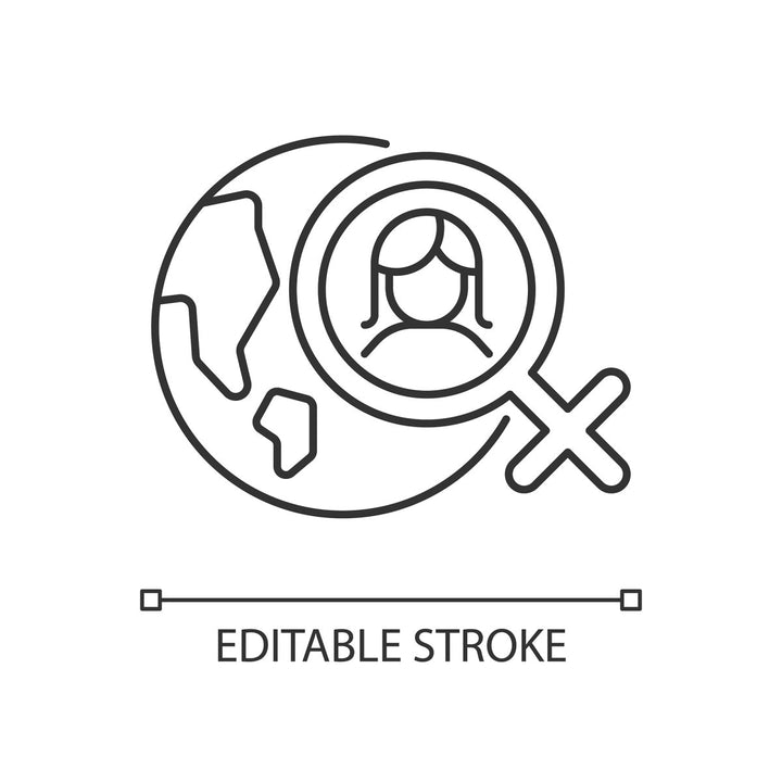 Feminism symbols linear icons set for dark and light mode
