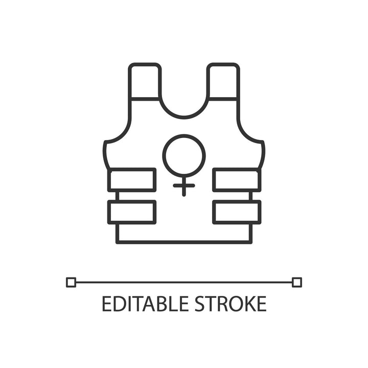Feminism symbols linear icons set for dark and light mode