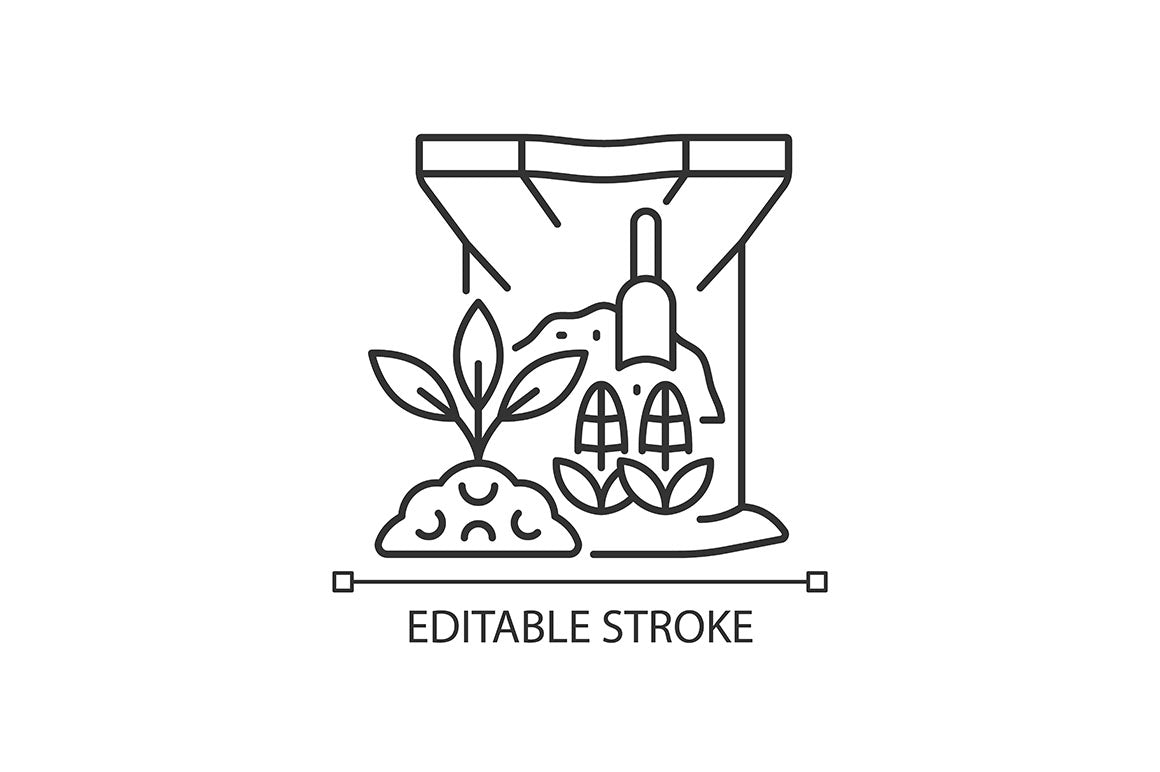 Fertilizers type linear icons set