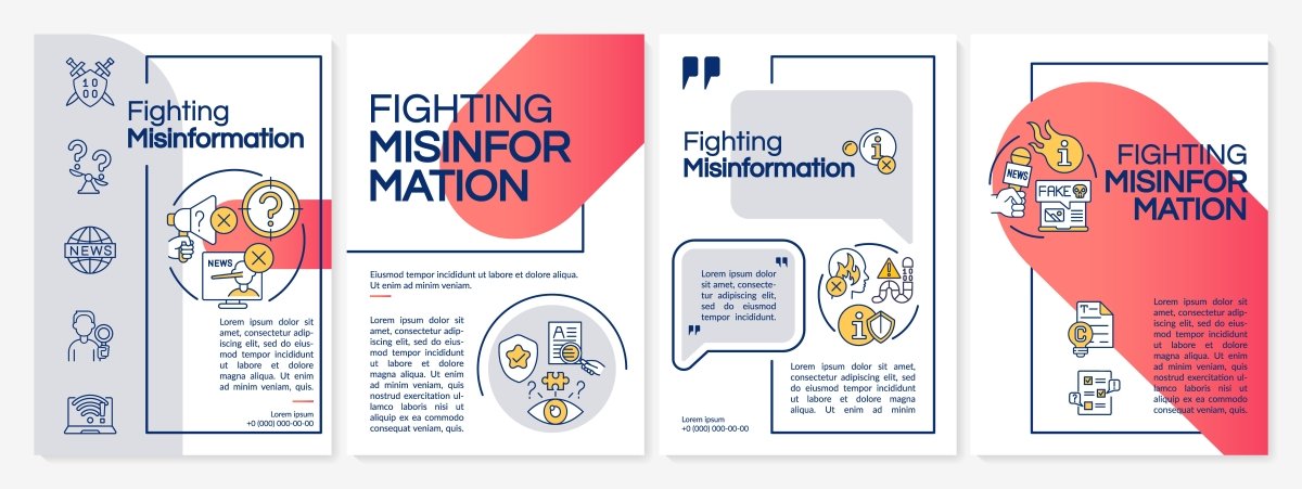 Fighting misinformation red and grey brochure template