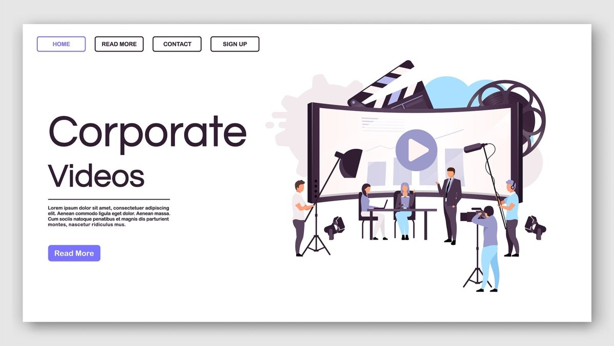 Film and video production landing page vector templates set