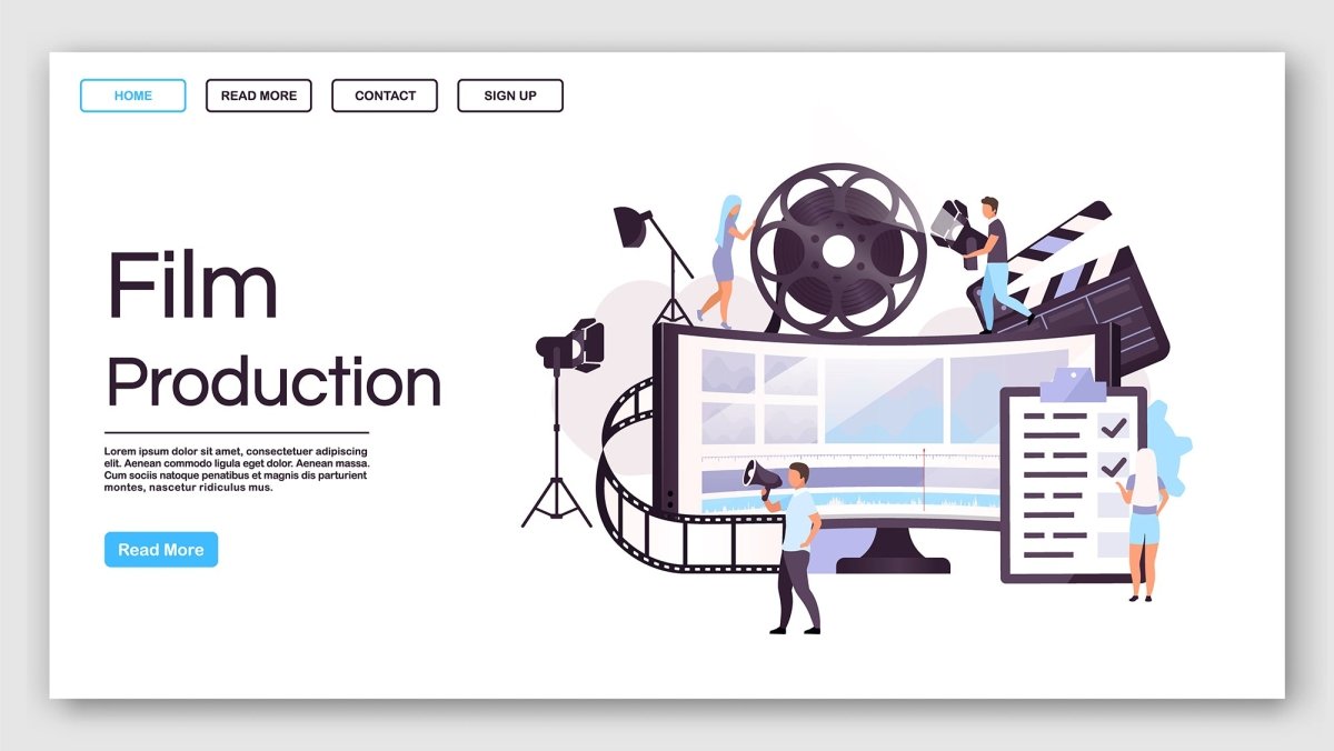 Film and video production landing page vector templates set