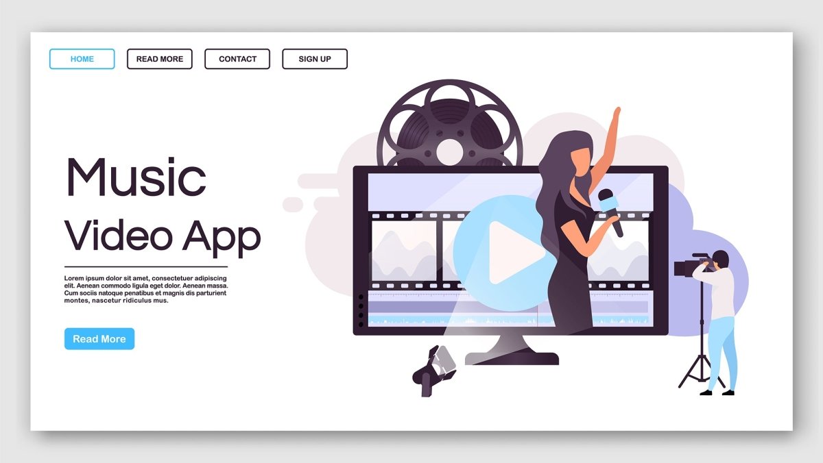 Film and video production landing page vector templates set