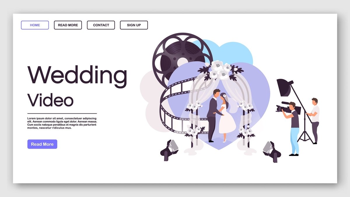 Film and video production landing page vector templates set