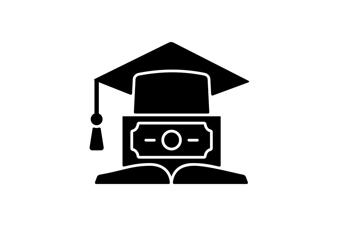 Financial literacy black glyph icons set on white space